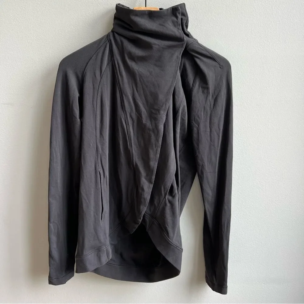 Lululemon Rulu Rally Wrap Long Sleeve Jacket Top Size 4 Black